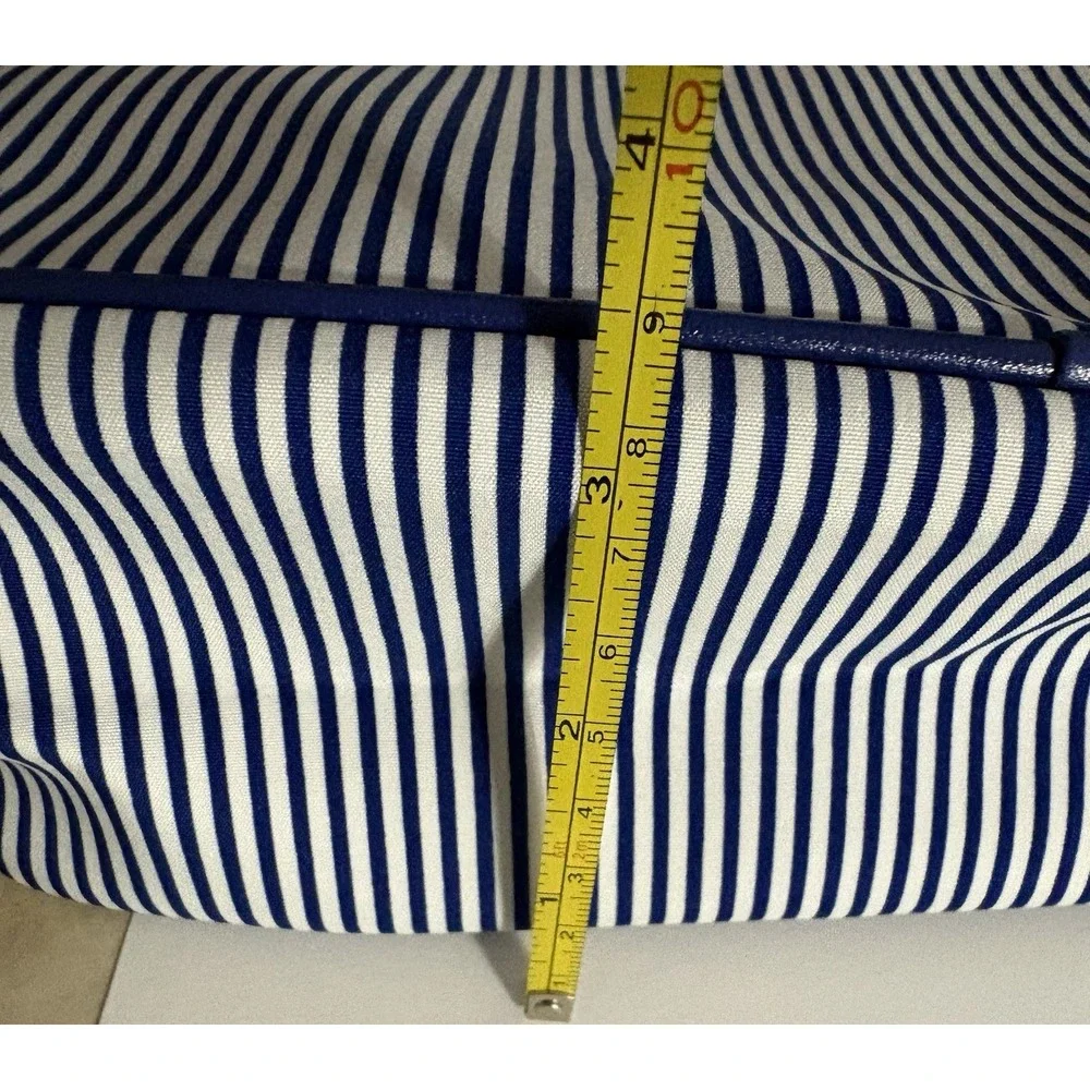2 NEW Navy Blue & White Striped Fabric Bags Zipper, Makeup, Craft, Monogram 'I'